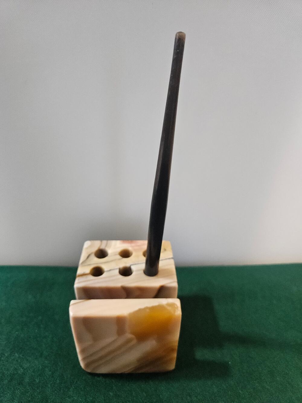Vintage Onyx Pen Holder Desk Organizer.